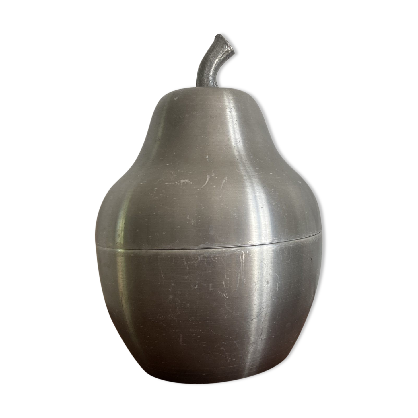 PEAR IN ALUMINUM BRUSH ICE BUCKET MADE IN ITALY AROUND 1970