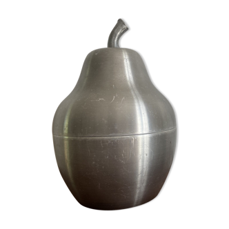 PEAR IN ALUMINUM BRUSH ICE BUCKET MADE IN ITALY AROUND 1970