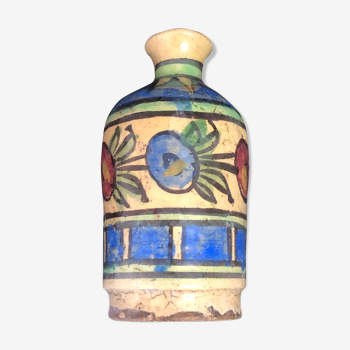 Bouteille céramique siliceuse décor floral Turquie Iznik Nicée  XIXe