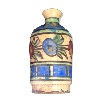 Turkey Iznik Nicaea silica ceramic bottle floral decoration 19th