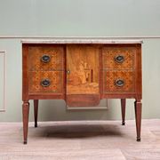 Commode en marqueterie à ressaut centrale de style Transition, XIXème siècle
