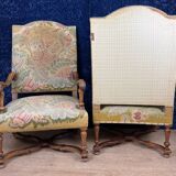 Pair of Louis XIII armchairs in walnut circa 1850