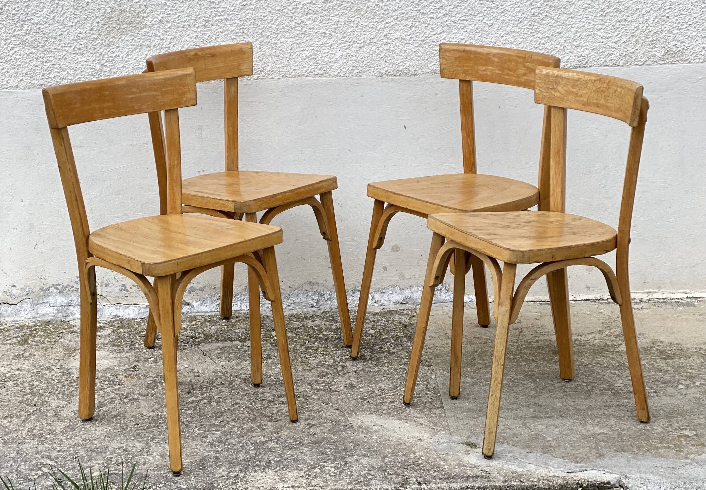 Série de 4 chaises bistrot BAUMANN vintage 1970
