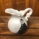 Ancien pichet lait pierrot dessin tristan porcelaine blanc 1980 vintage