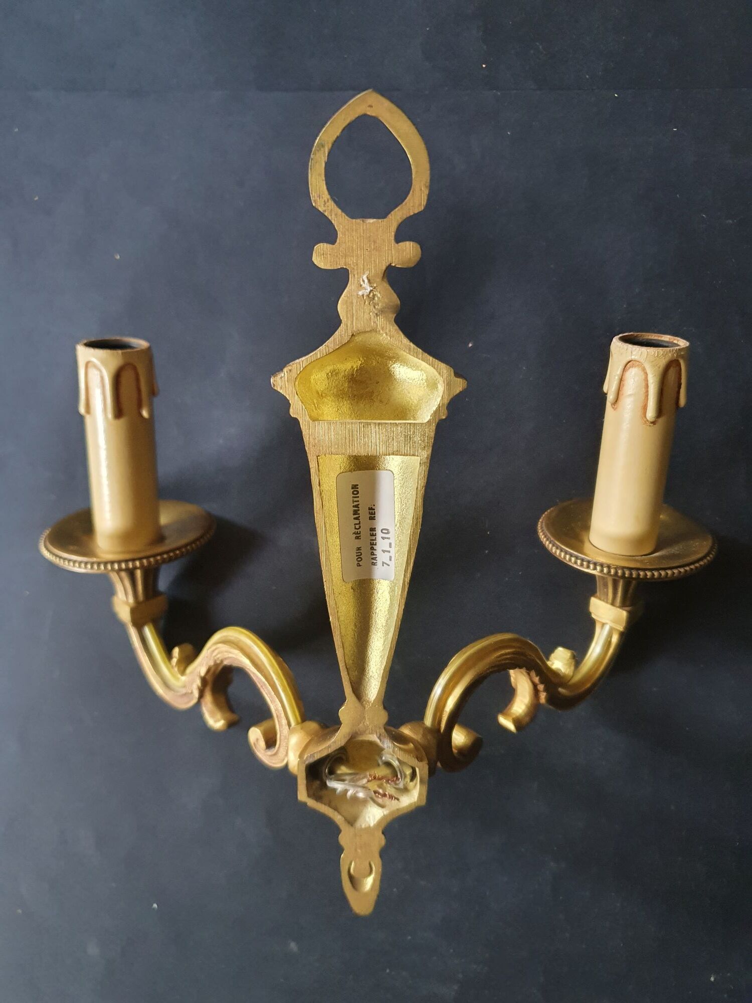 Three Louis XVI bronze wall sconces Lucien Gau Paris vintage