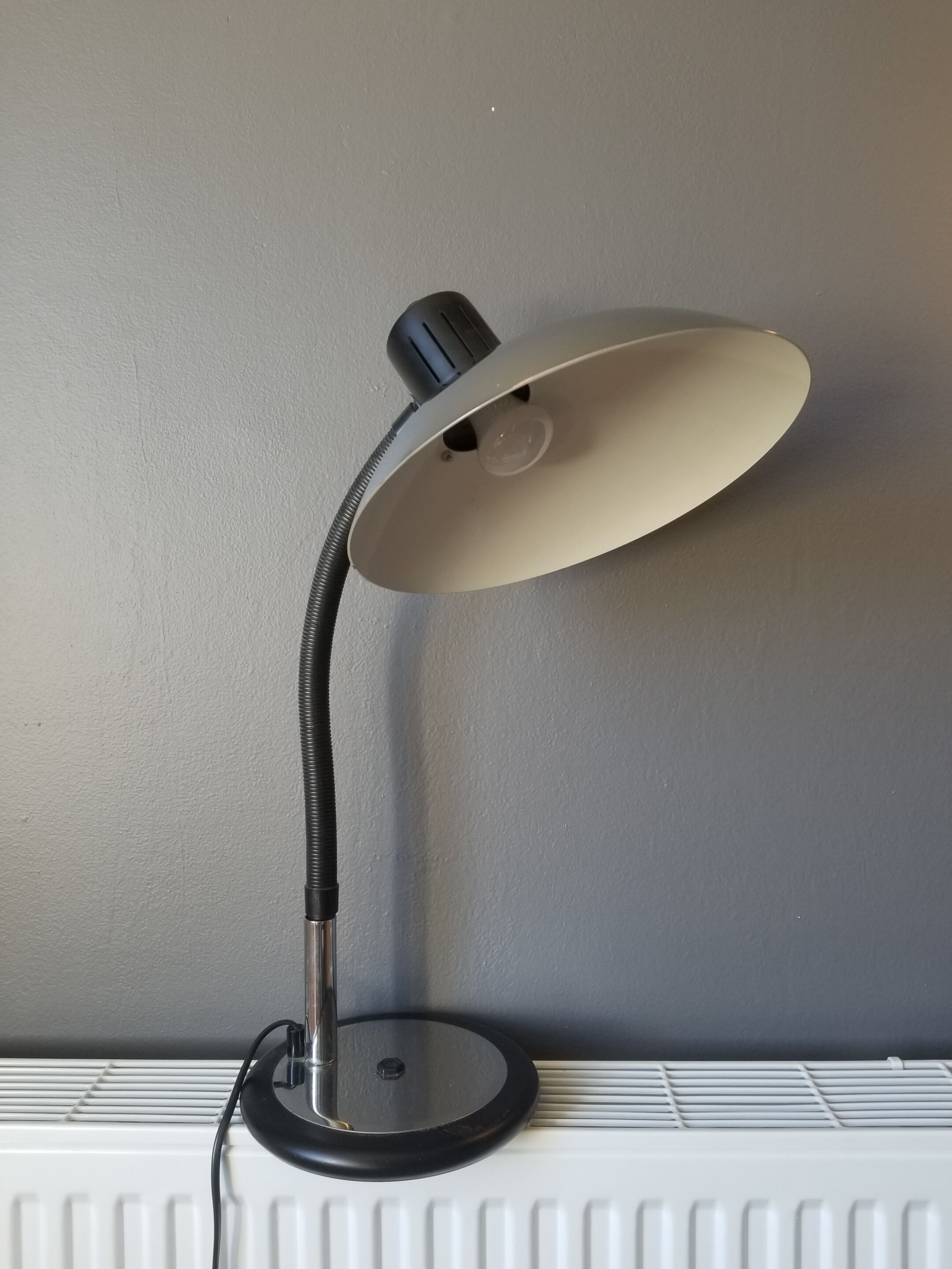 Large vintage chrome table lamp Aluminor - Rare XXL format - 70s