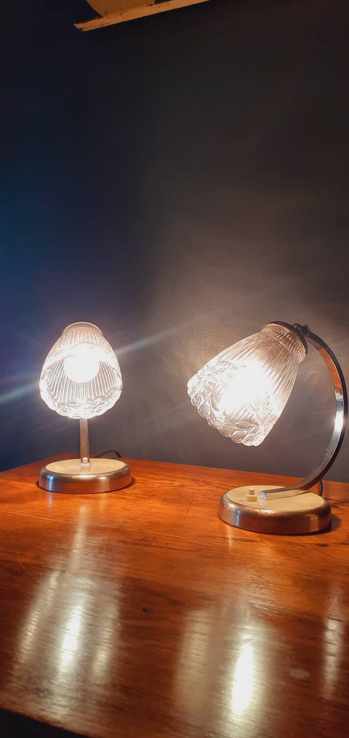 Pair of 40s/50s art deco style lamps/wall lights