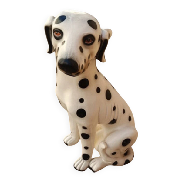 Statue de chien dalmatien en céramique vernissée – Italie, Circa 1970 — Beyit