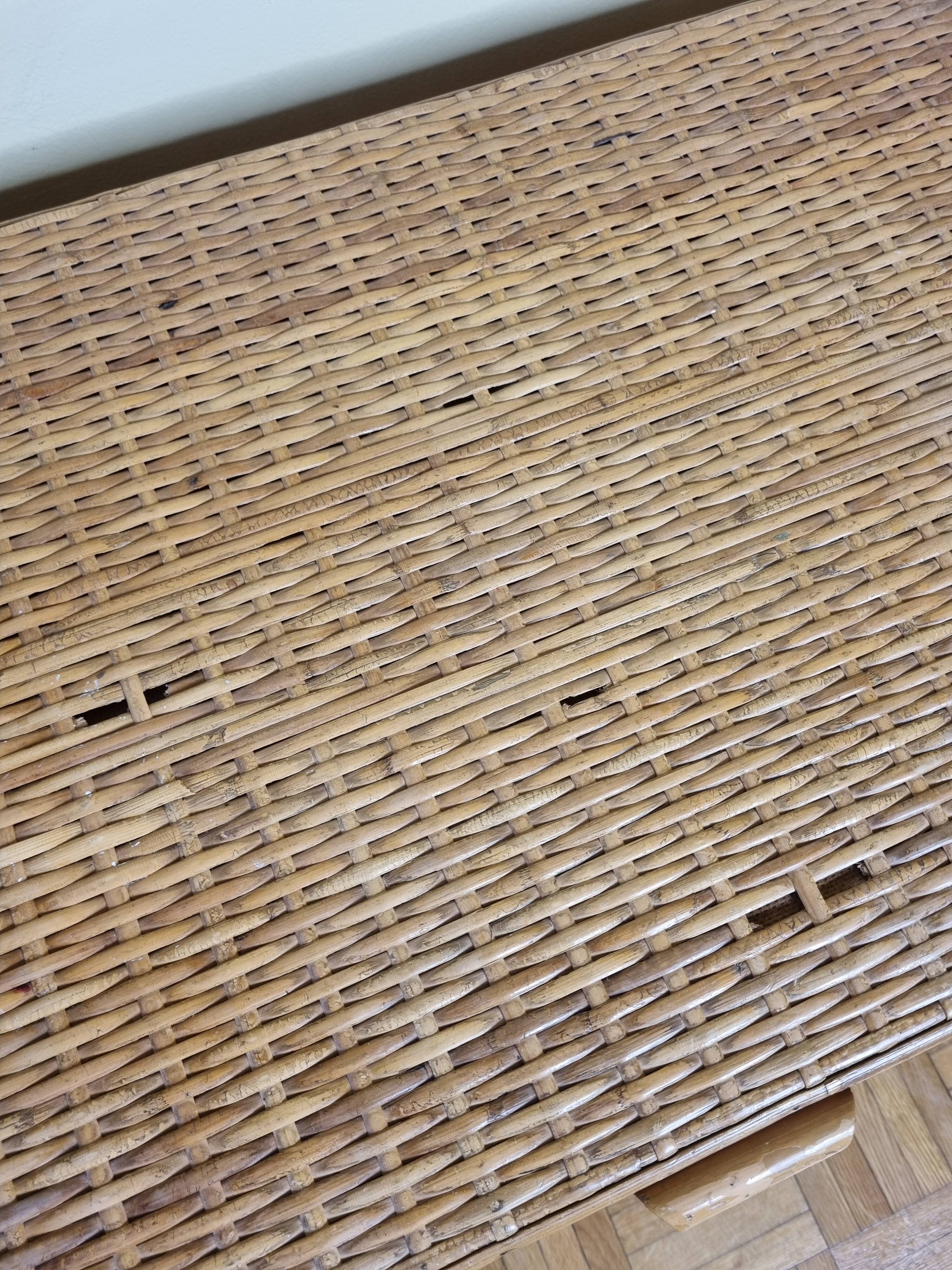 Storage box, vintage rattan bench, 80 cm