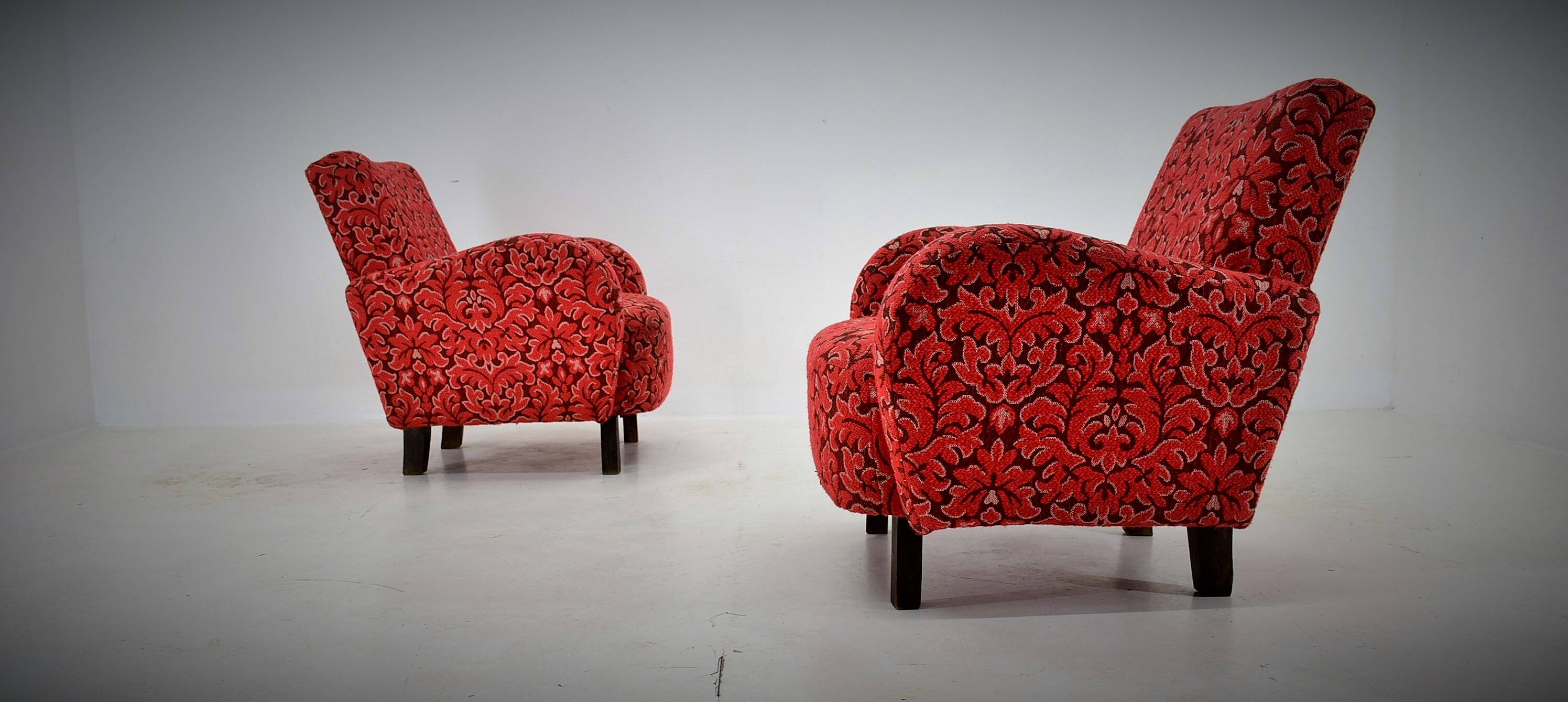 Set of Two Rare Art Deco Armchairs , Czechoslovakia, 1949s