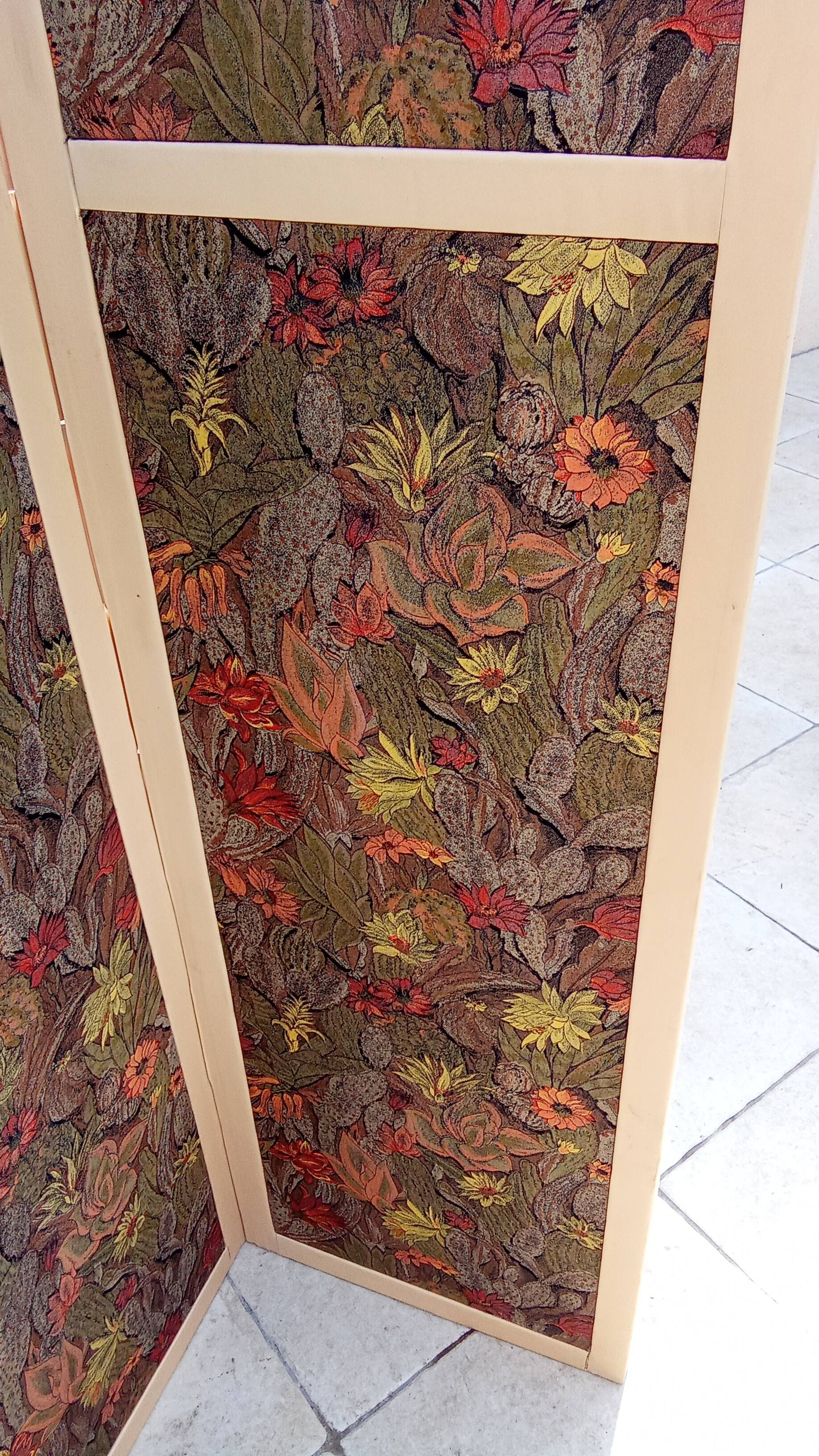 Paravent vintage en tissu