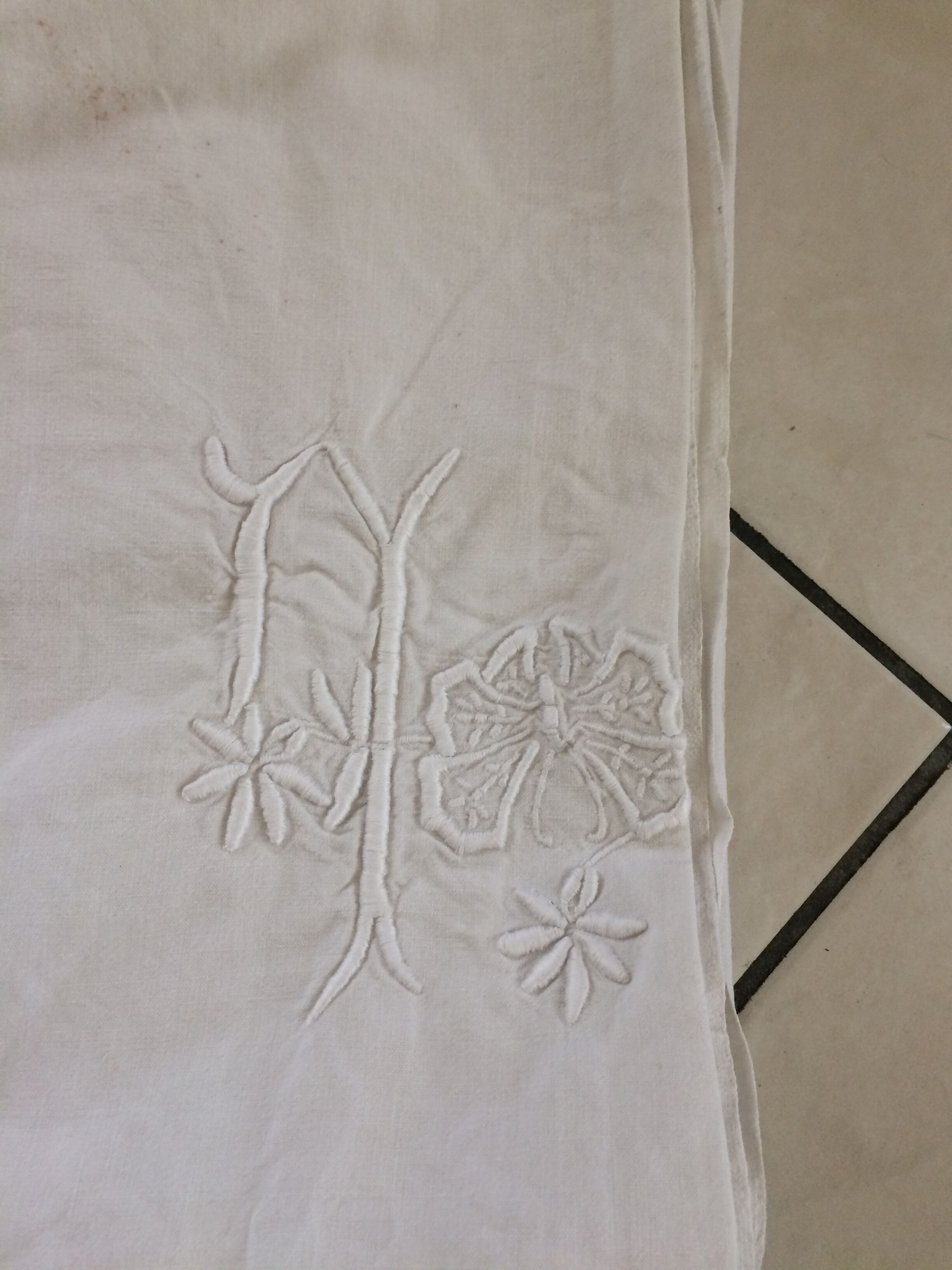 Old sheet with beautiful embroideries