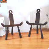 Pair of brutalist chairs tripod feet