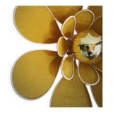 Flower wall light made of rattan and saffron linen petals