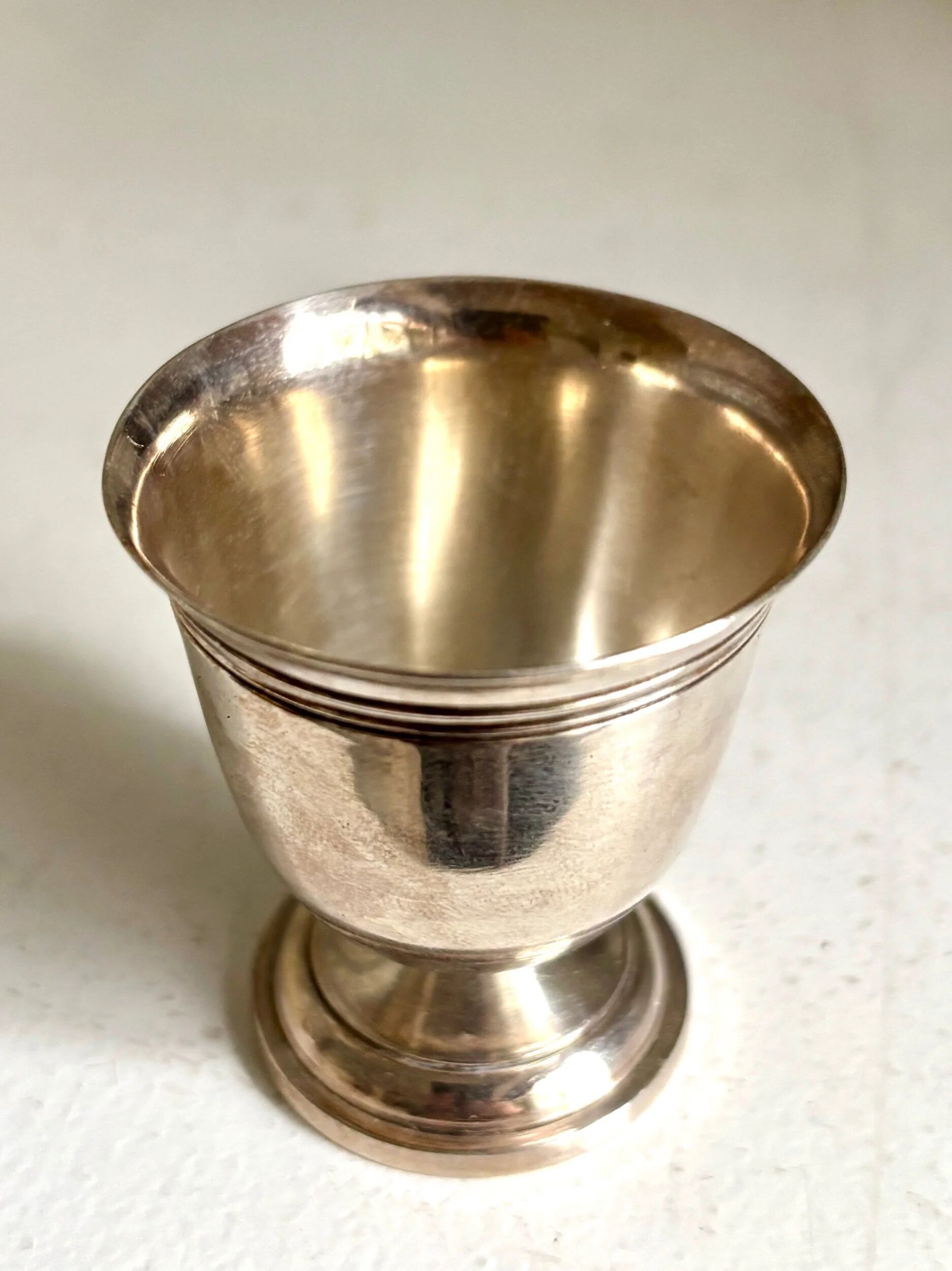 Silver-plated metal egg cup