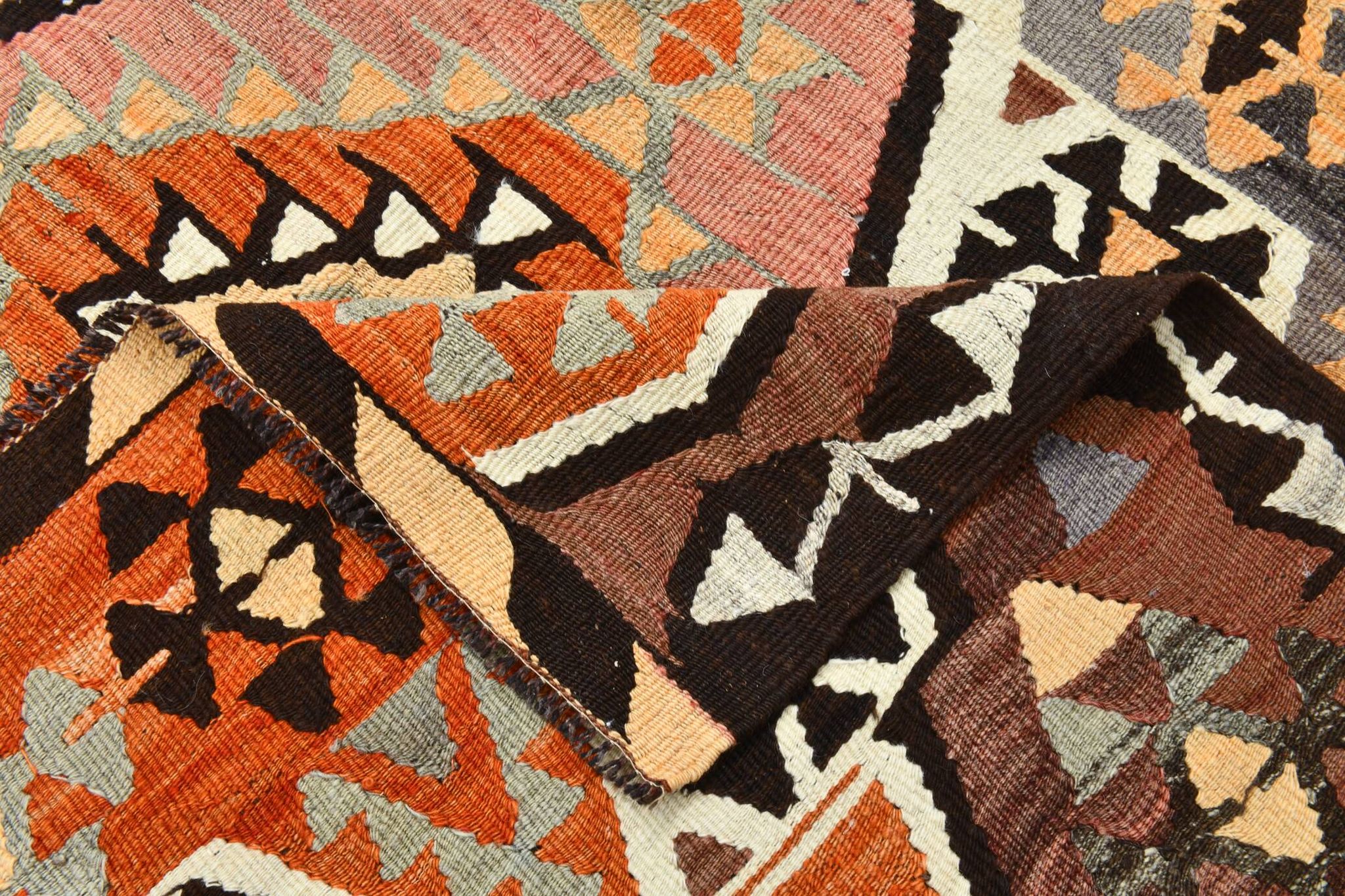 6x10 Kilim Grey & Brown Bohemian Area Kilim Rug, 171x306 Cm