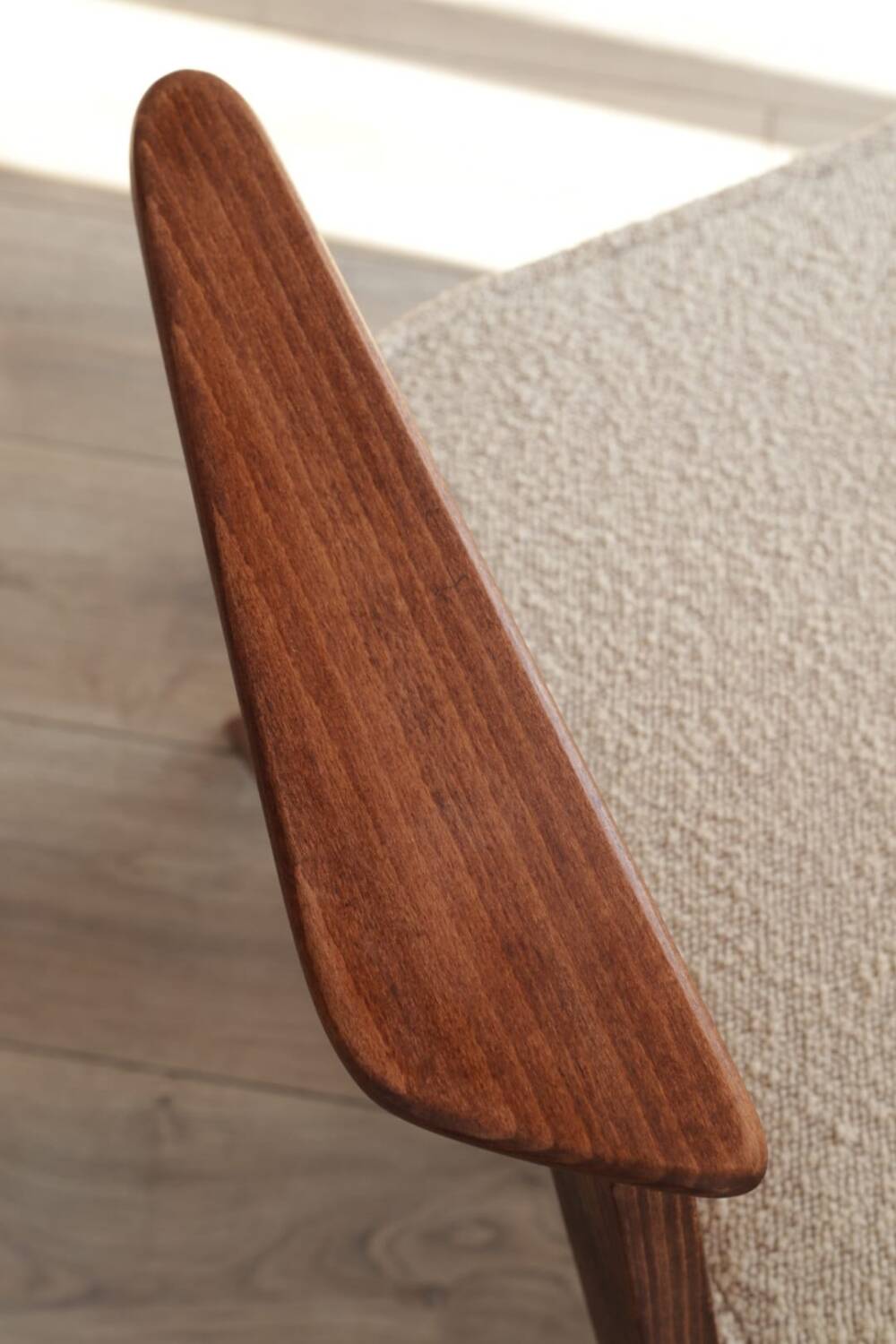 Vintage Lounge Chair Grey White Bouclè, Scandinavian Design