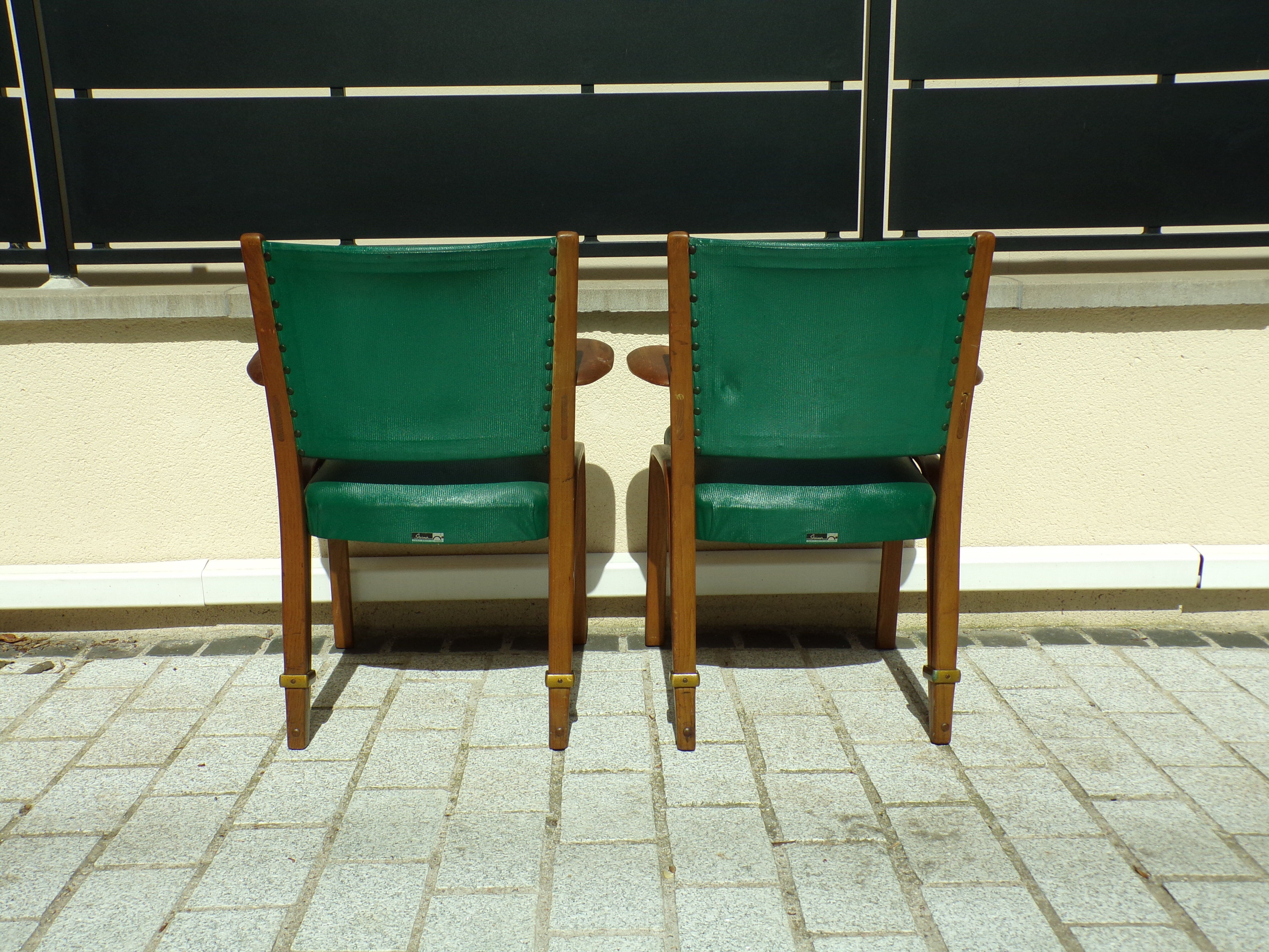 Pair of Bow Wood armchairs by Hugues Steiner
