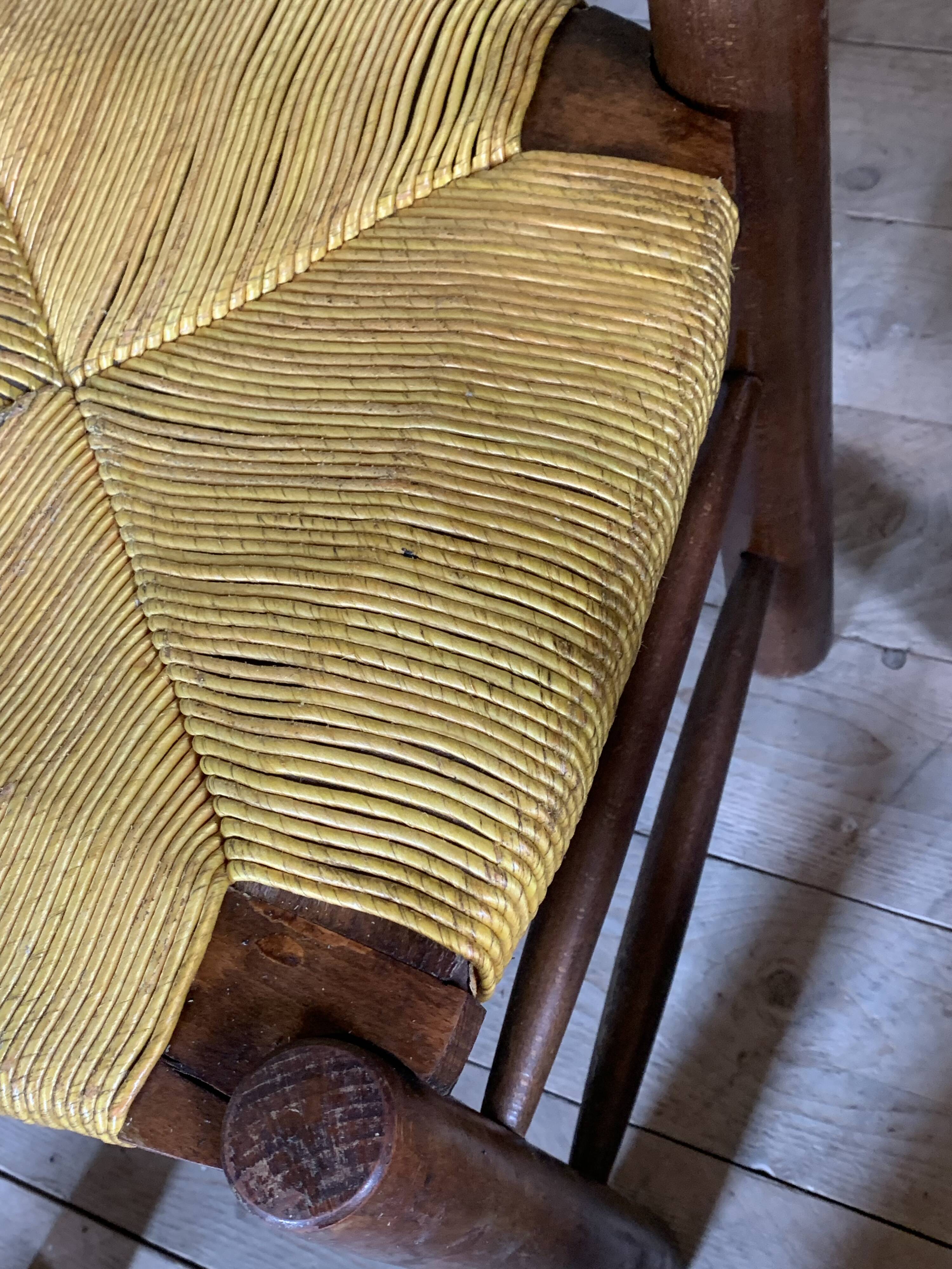 Chaises vintage de Georges Robert en paille - lot de 6