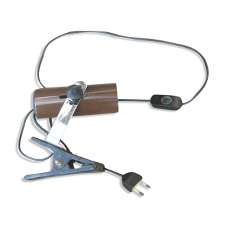 Lampe spot à pince vintage marron