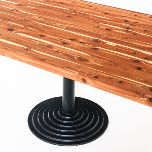 Table en bois de cyprès massif avec pied central vintage