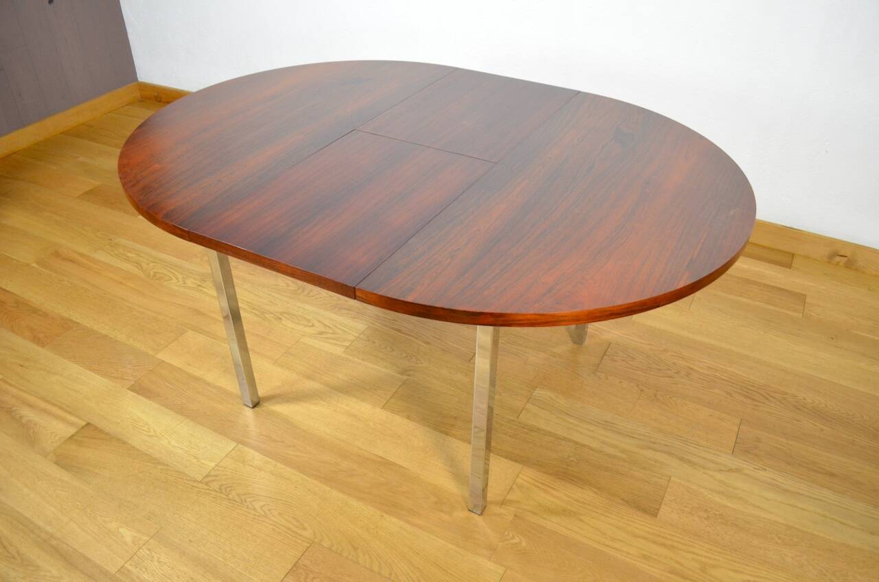 Table de repas en palissandre et chrome 1960