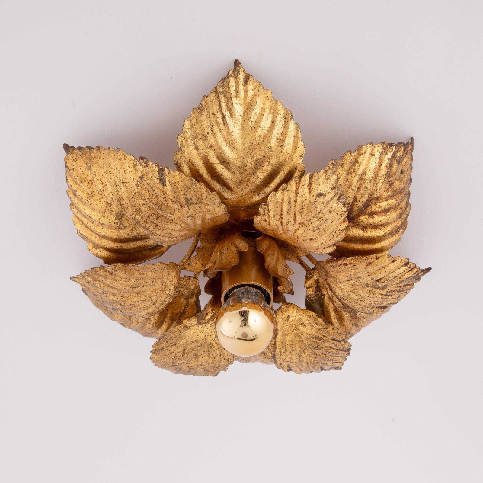 Vintage Italian Gold Leaf Flush Mount Or Wall Sconce
