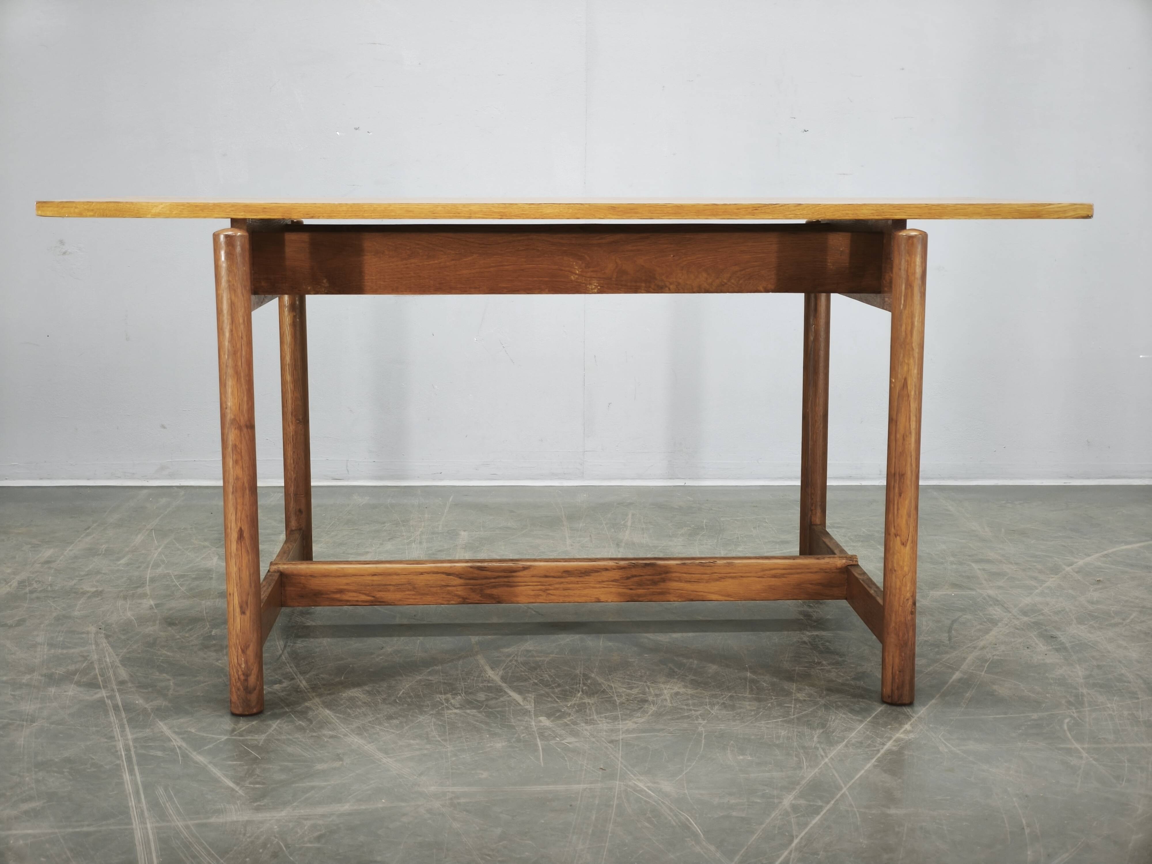 1960s Czech Coffee Table in Solid Oak by Krásná Jizba