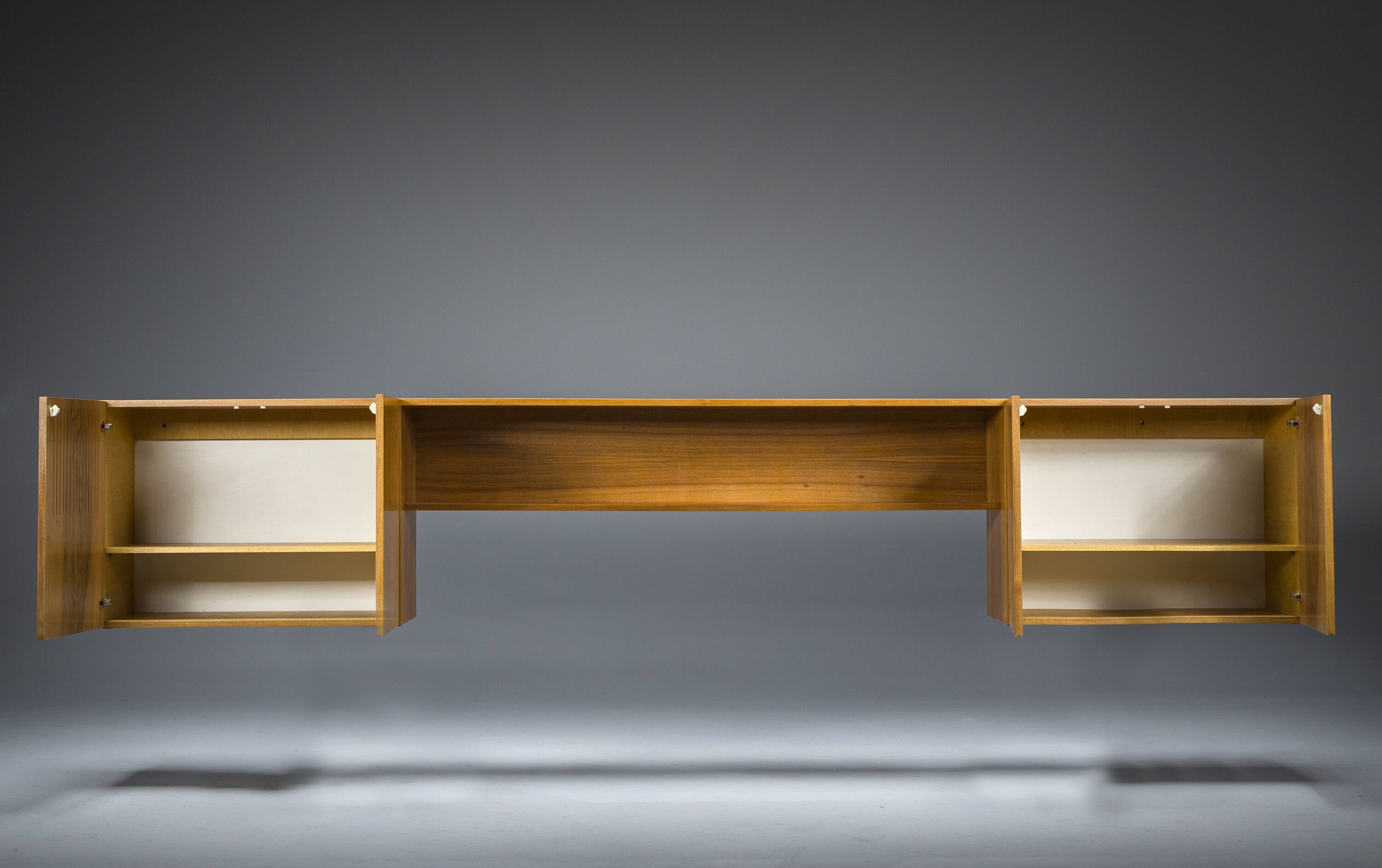 Mid-Century Wall Unit Cabinet and Sideboard in Walunt, 1970s, Set of 2