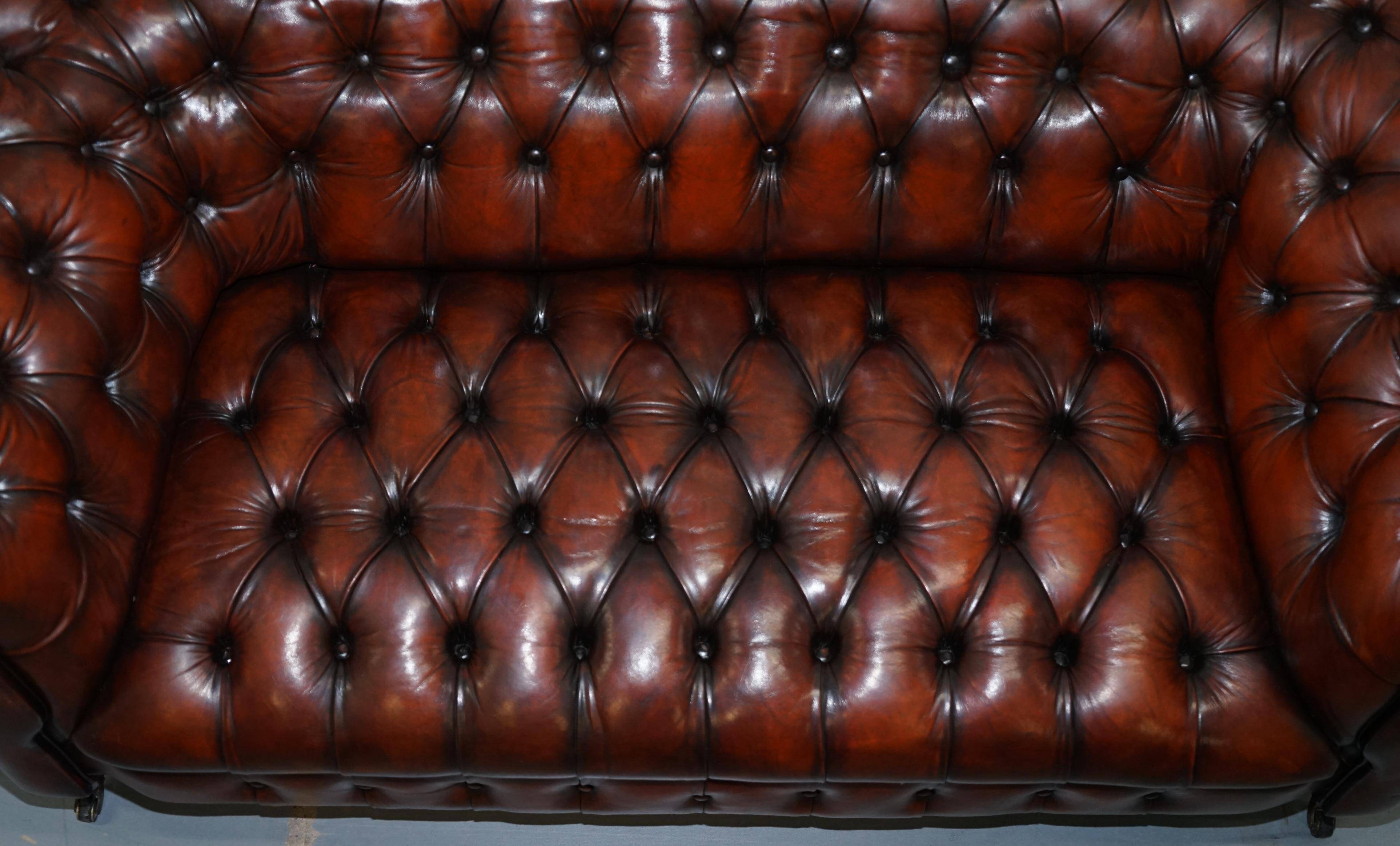 Small Victorian leather Chesterfield sofa