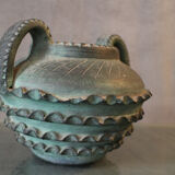 Terracotta vase with ceramic bronze green patina vase