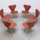 'Series 7' chairs in cognac leather by Arne Jacobsen for Fritz Hansen, 1955