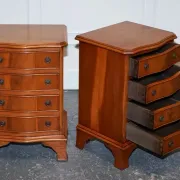 Georgian Style Yew Wood Bedside Tables, Set of 2
