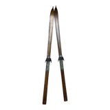 Pair of vintage wooden skis 1900-1920 mountain sport alsace chalet alps