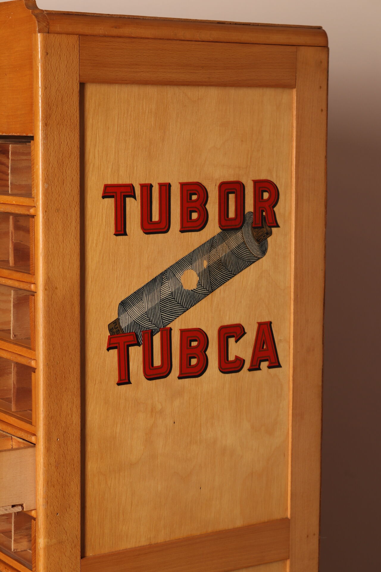 Xl vintage haberdashery 'tubor tubca' by poreye & fils - belgium - 1950's
