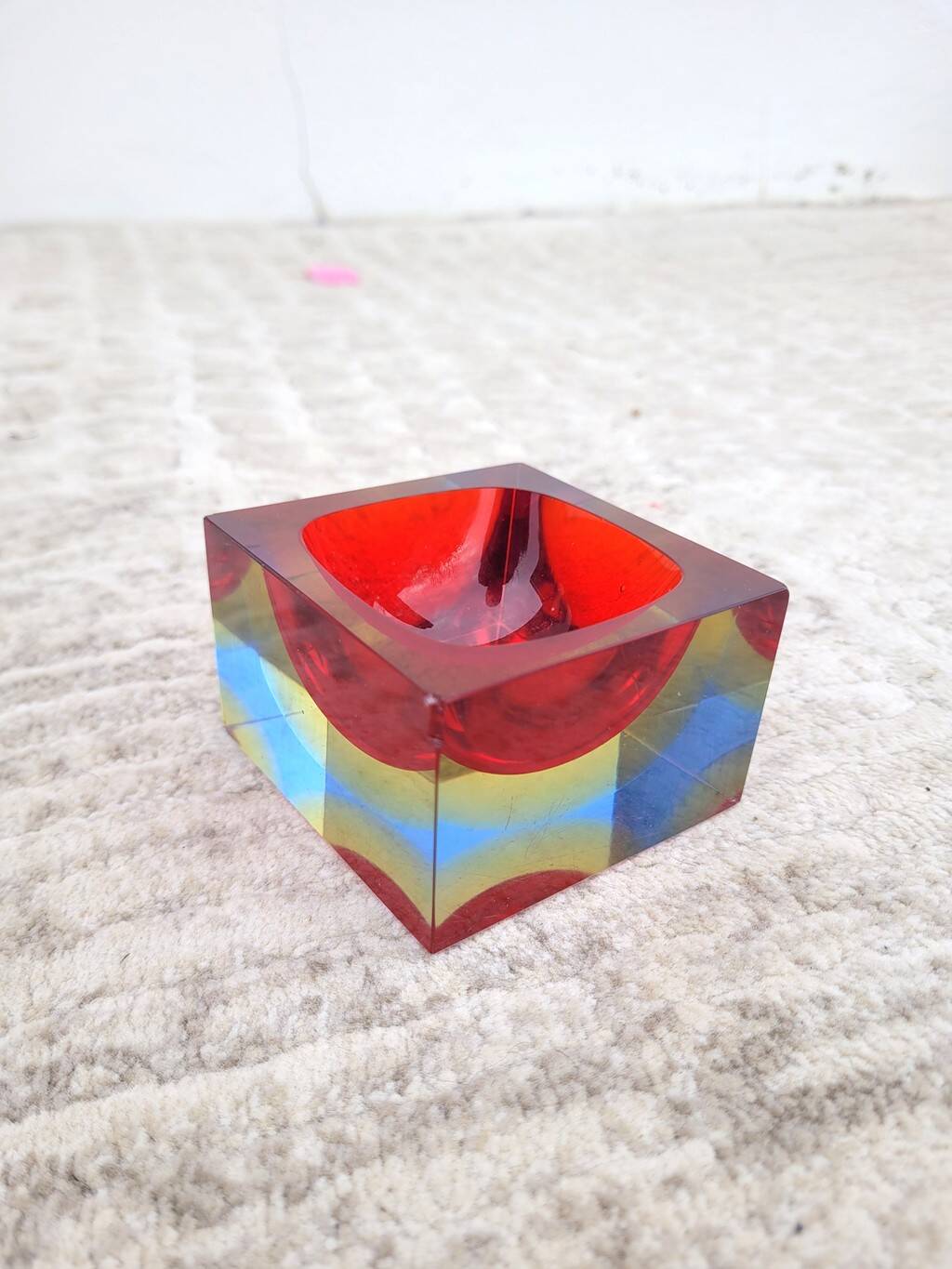 Cendrier bloc Murano sommerso – rouge & ambre