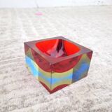 Cendrier bloc Murano sommerso – rouge & ambre