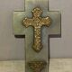 Art Deco holy water font in bronze, onyx and brass from the early 20th century