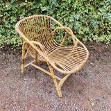 Rattan shell armchair