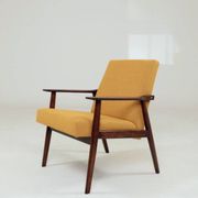 Pair Lounge Chairs Vintage Yellow Boucle,  Mid Century Design, 1960