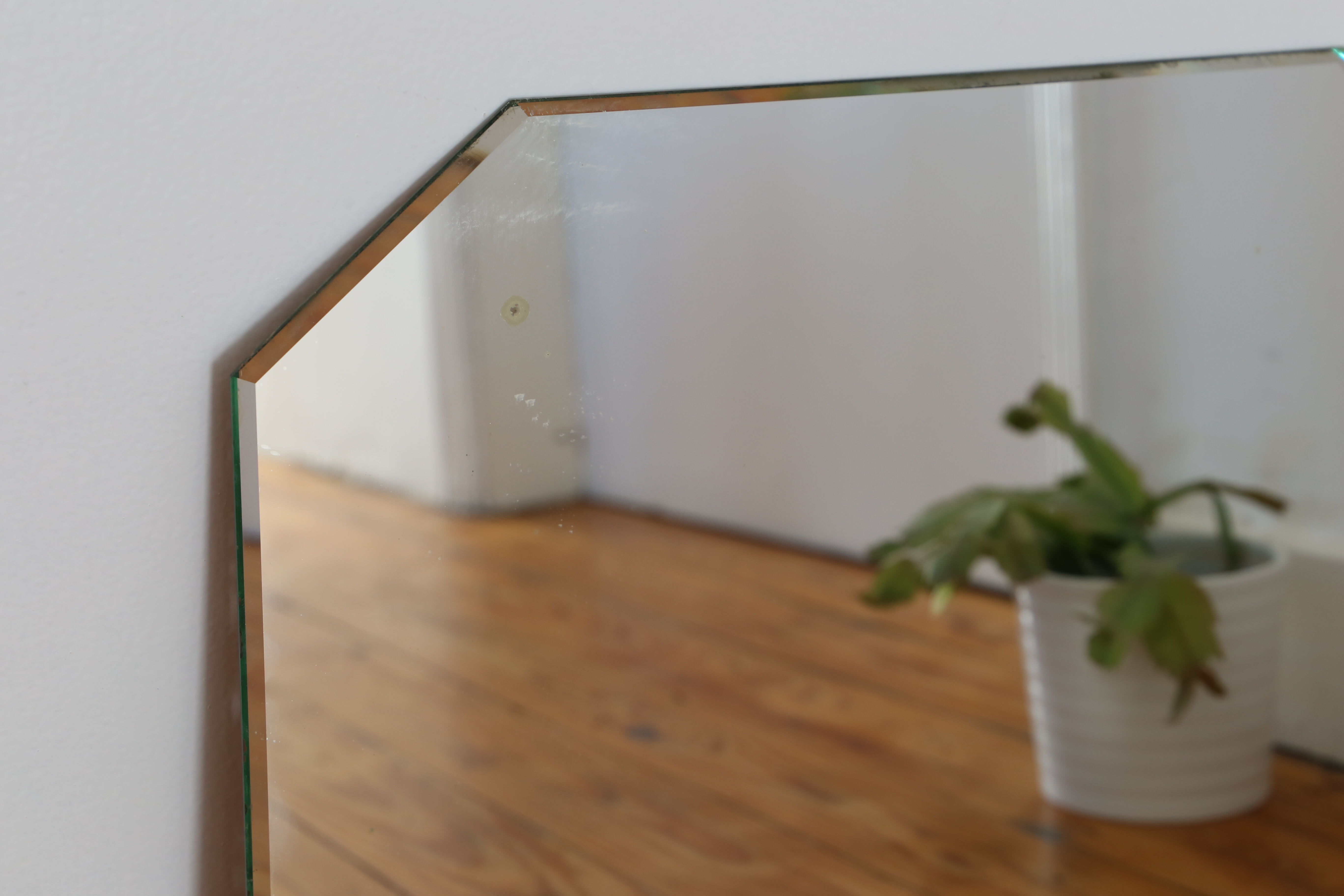 Beveled wall mirror, toilet glass, antique, art deco 48x36cm