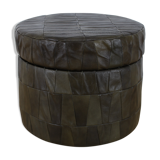 Ottoman chest of Sede round in 70's leather patchwork