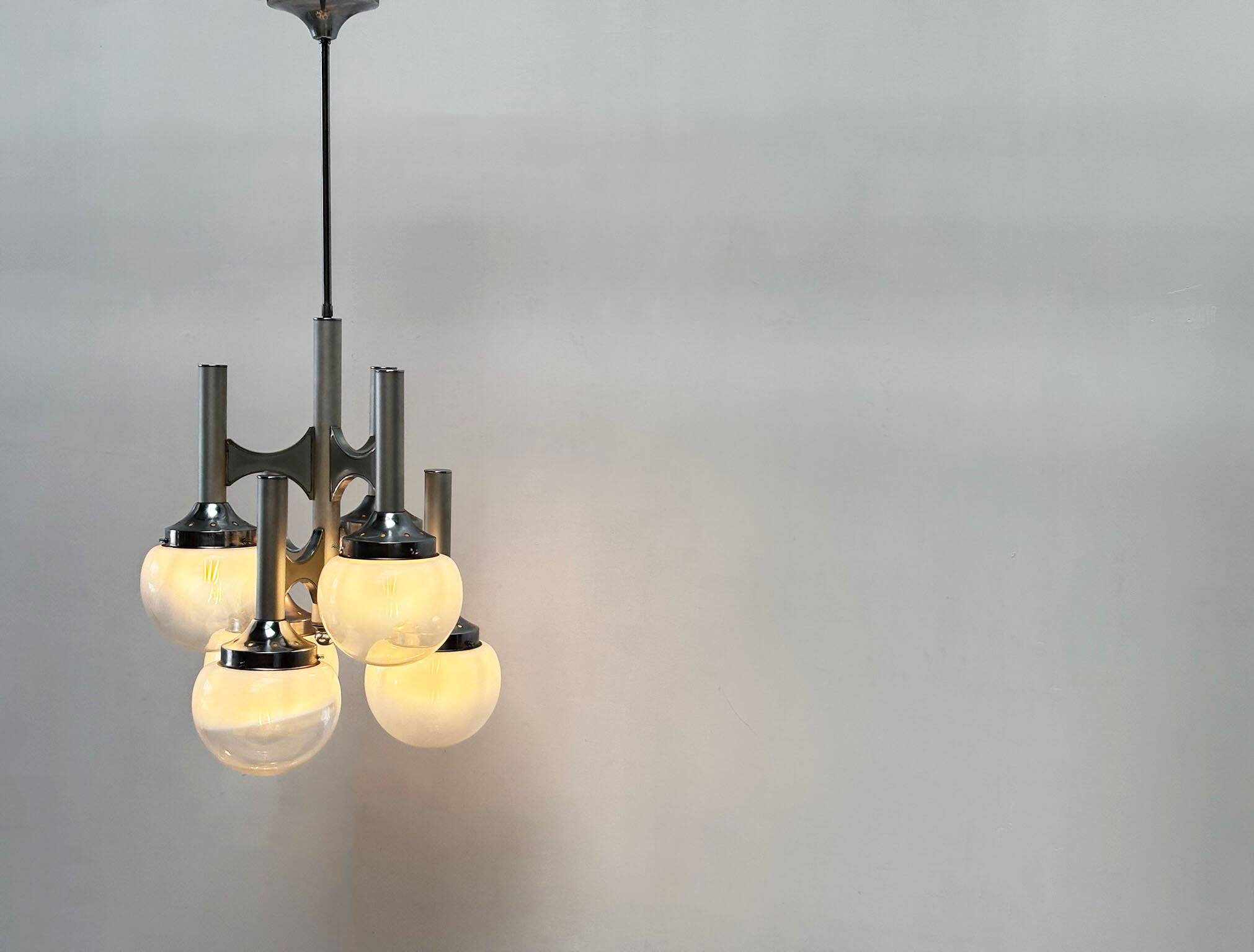 Sciolari chrome "Trumpet" chandelier