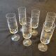 6 engraved crystal champagne flutes (floral) 1920
