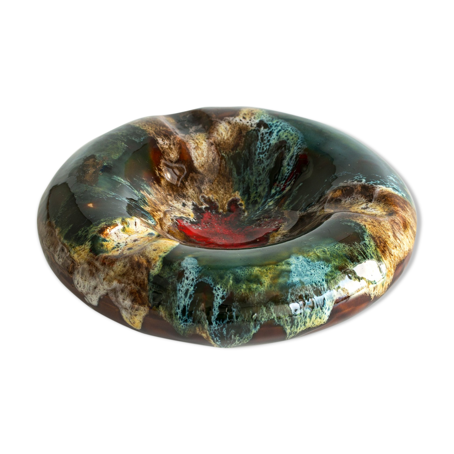 Multicolored ceramic ashtray