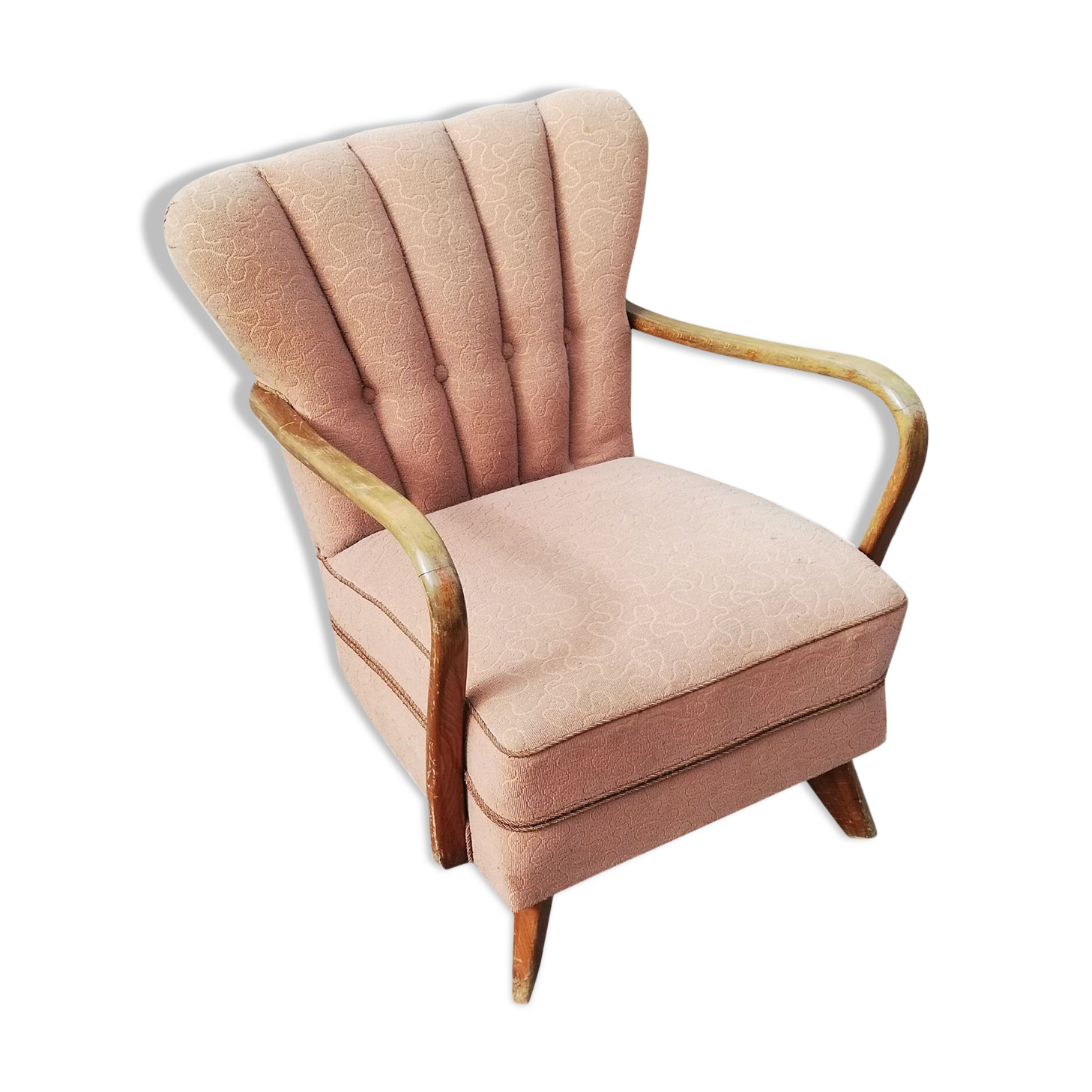 Fauteuil vintage tissu beige