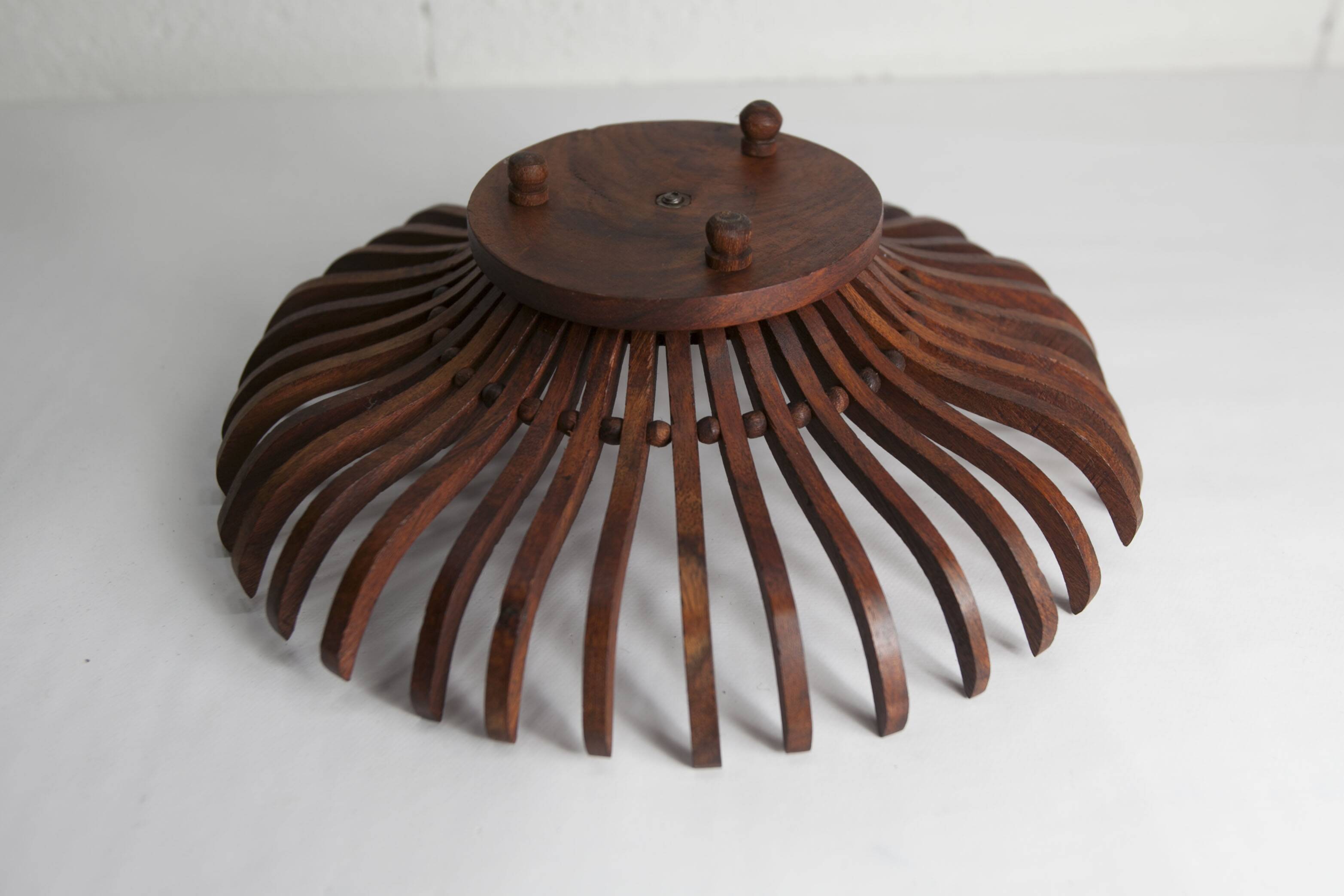 Handcrafted fruit dish 1960 solid wood unique piece