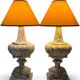Pair of veined marble lamps