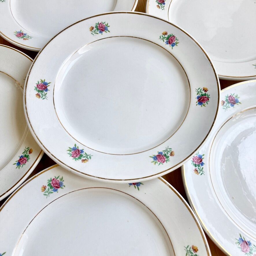 6 dessert plates demi-porcelaine Lunéville
