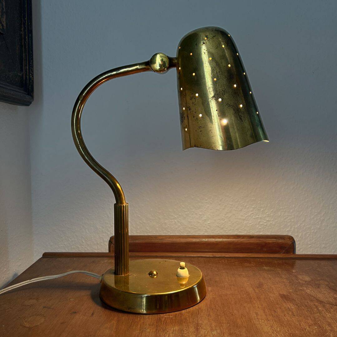 Swedish Brass Table Lamp from 1940s